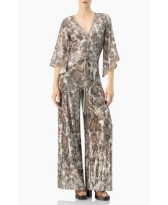 Women's Sequin Wide Leg V-Neck Jumpsuit