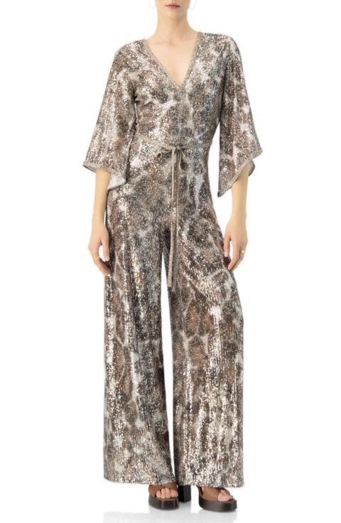 Женский комбинезон Ivonne Sequin Wide Leg V-Neck Jumpsuit