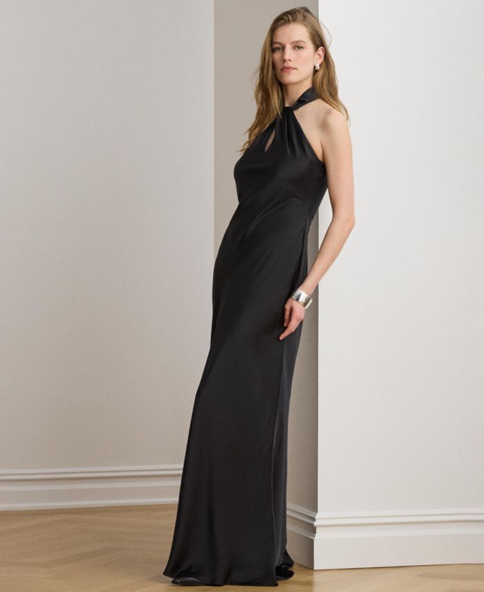 Lauren Ralph Lauren Women's Satin Charmeuse Halter Gown