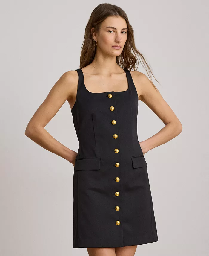Women's Button-Trim Faille Cocktail Dress - thumbnail 2