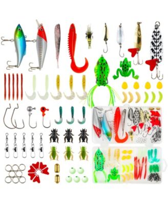 Fishing Lures Kit Spoon Soft Plastic Worms Bass Trout