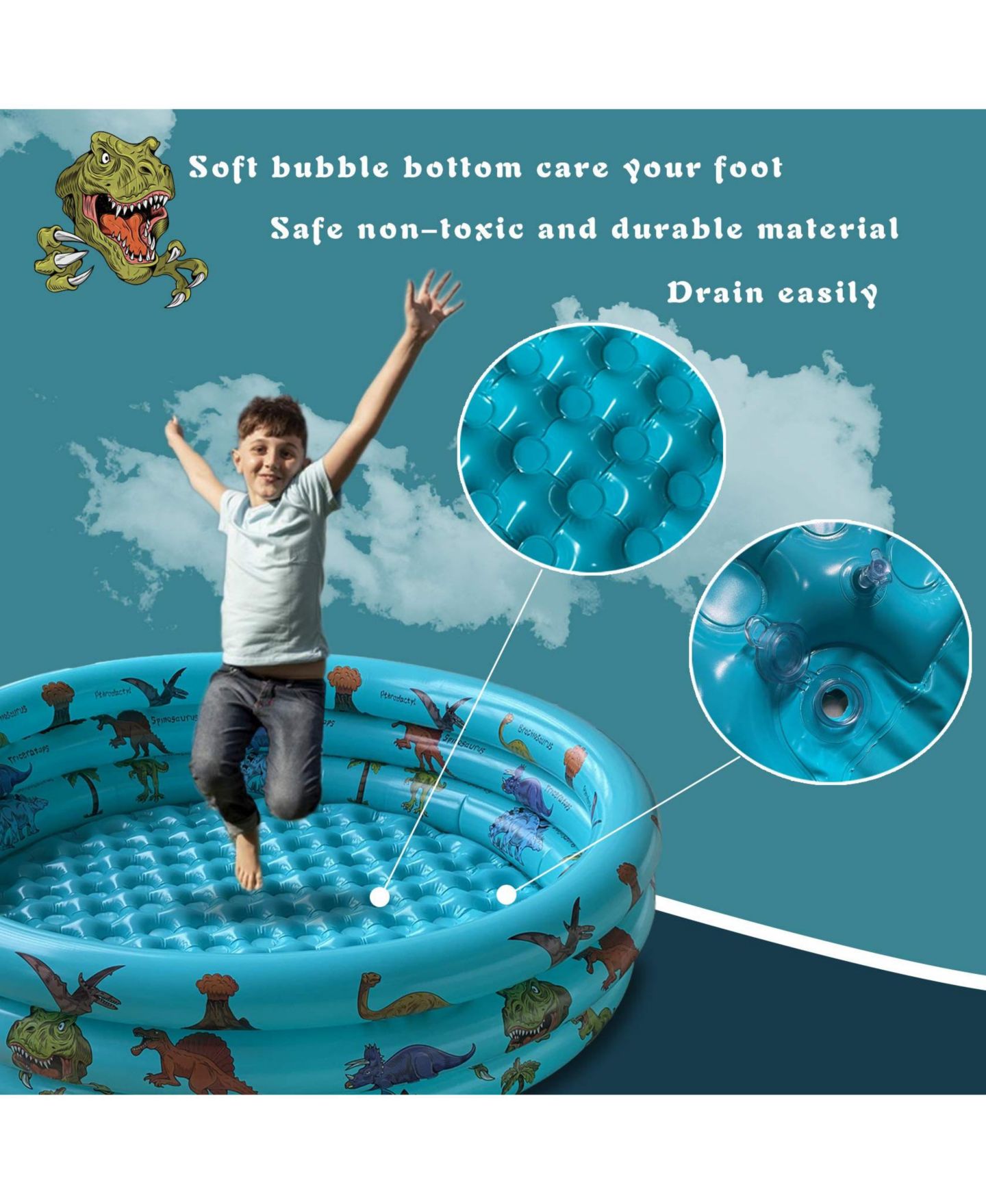 Детская игрушка GNUADZ Dinosaur Inflatable Ball Pit Pool, Ages 3+ — фото 2
