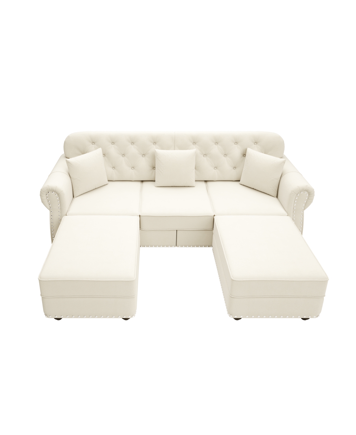 Streamdale Furniture Velvet Chesterfield Sofa with Nailhead Trim