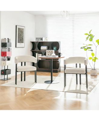 Set of 2 Faux Leather Barrel Dining Chairs