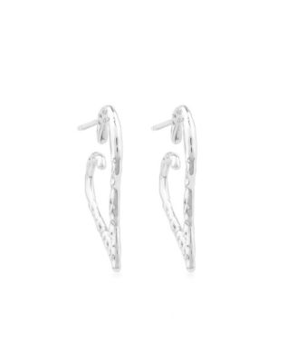 Sterling Silver 1 Inch Textured Heart Hoop Earrings