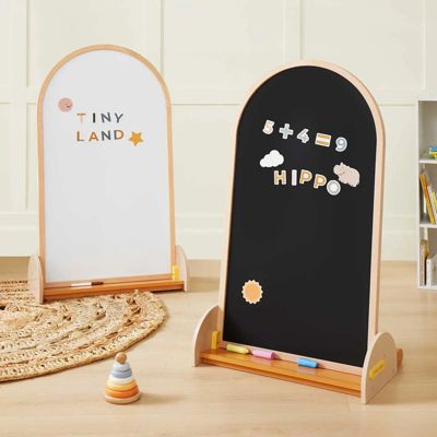Kids Easel - Large 22x40.5 inch Double-Sided Arched Magnetic Chalkboard & Whiteboard