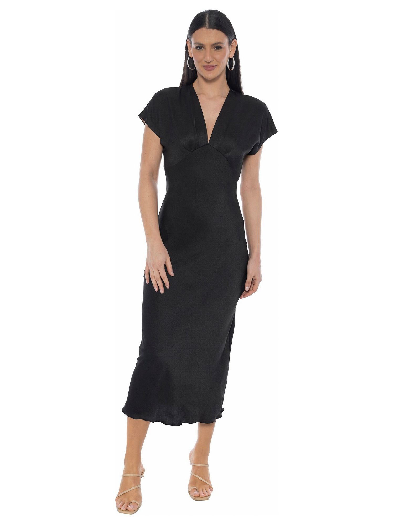 Women's Crepe Satin V-Neck Maxi Dress