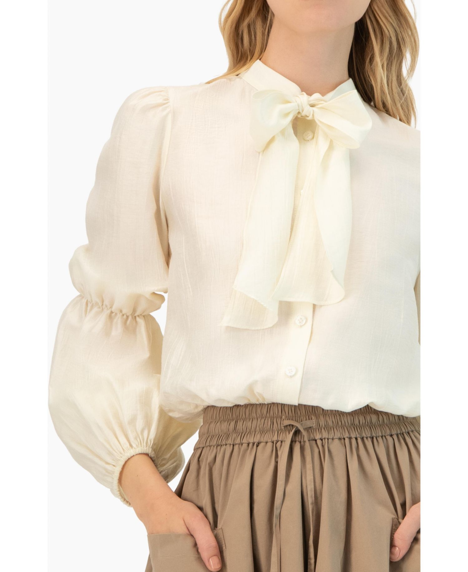 Women's Long Sleeve Blouse with Necktie