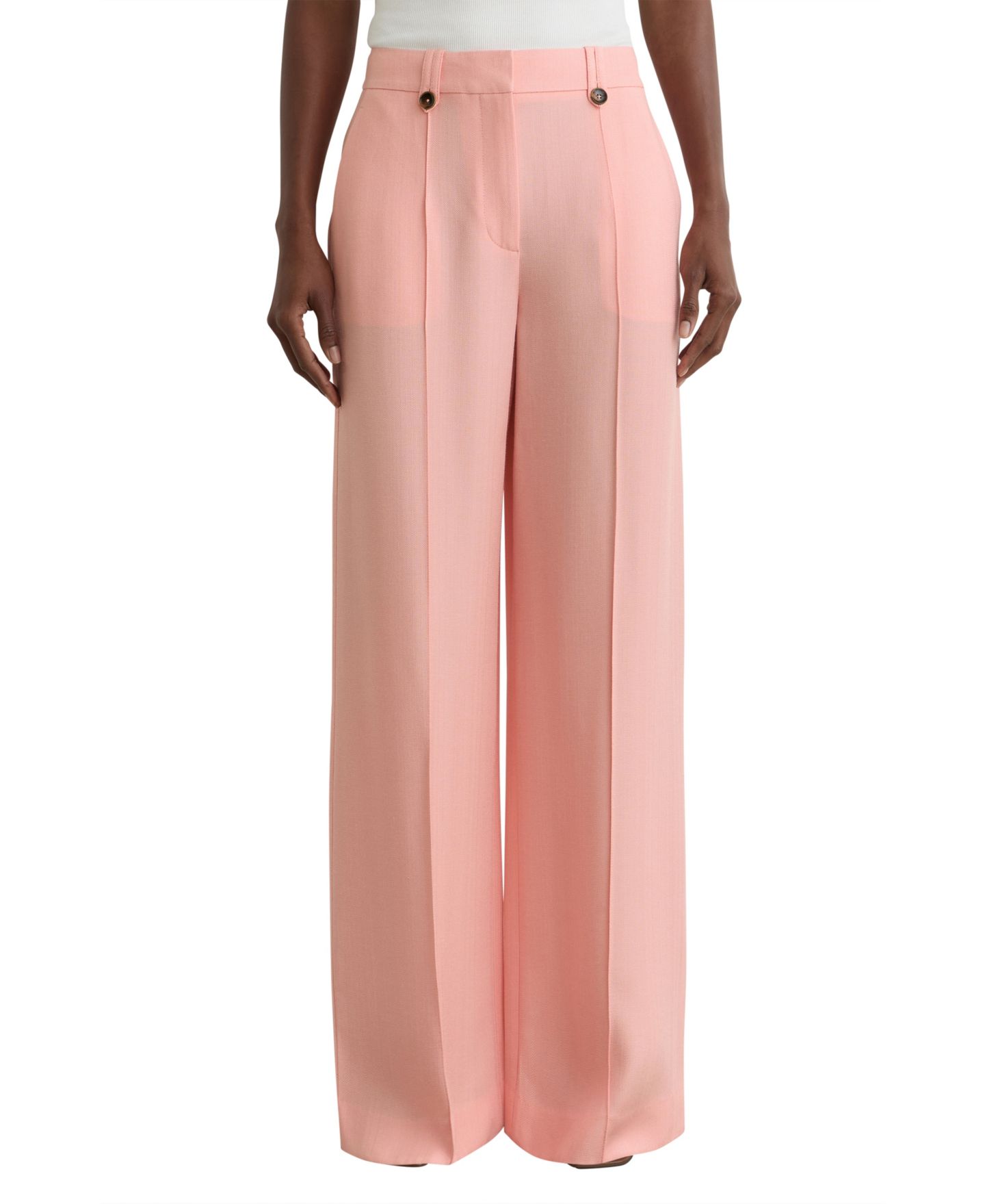Женские брюки REISS Wide-Leg Suit Trousers, цвет: Розовый — фото 1