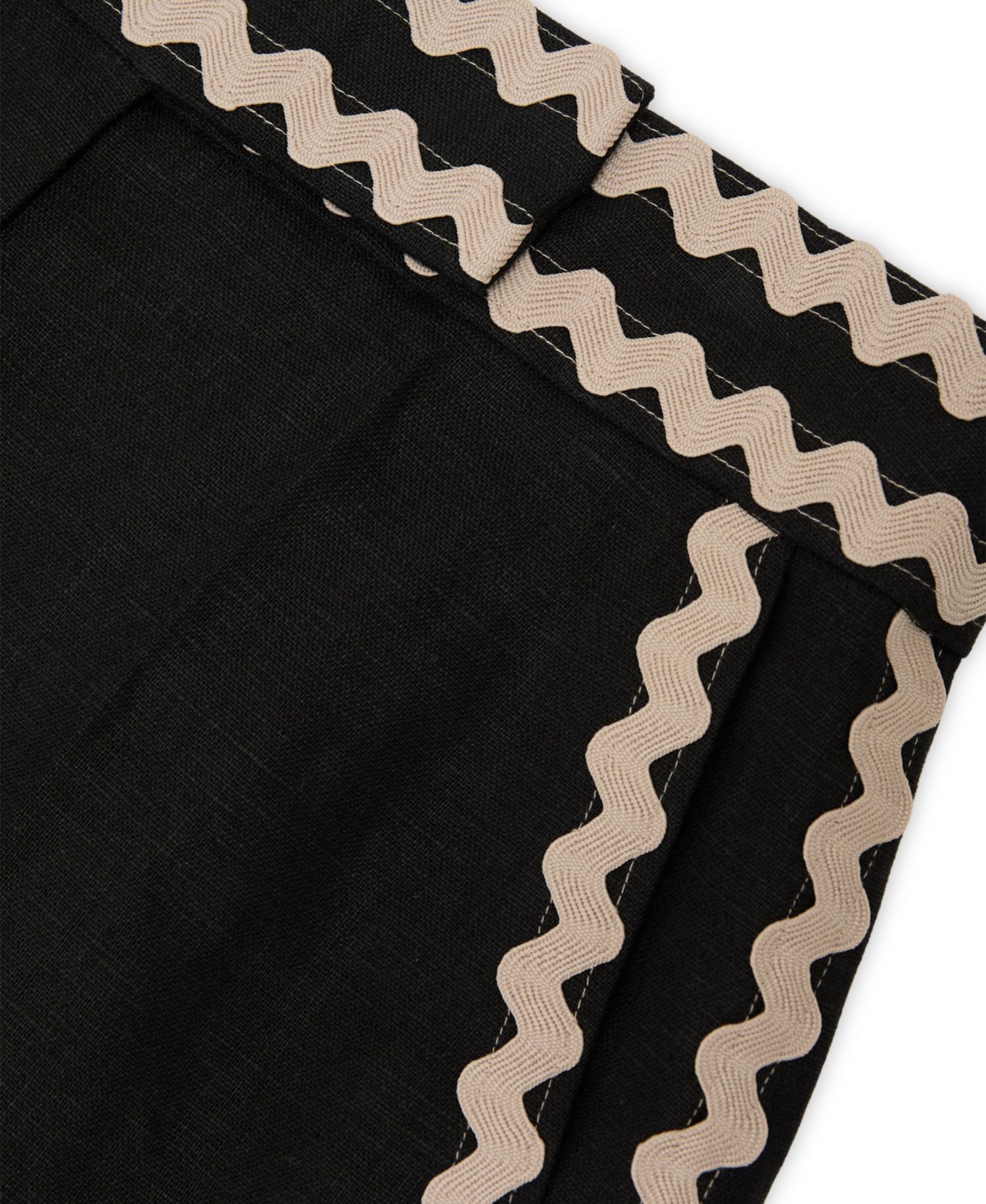 Women's Linen Wave-Trim Shorts