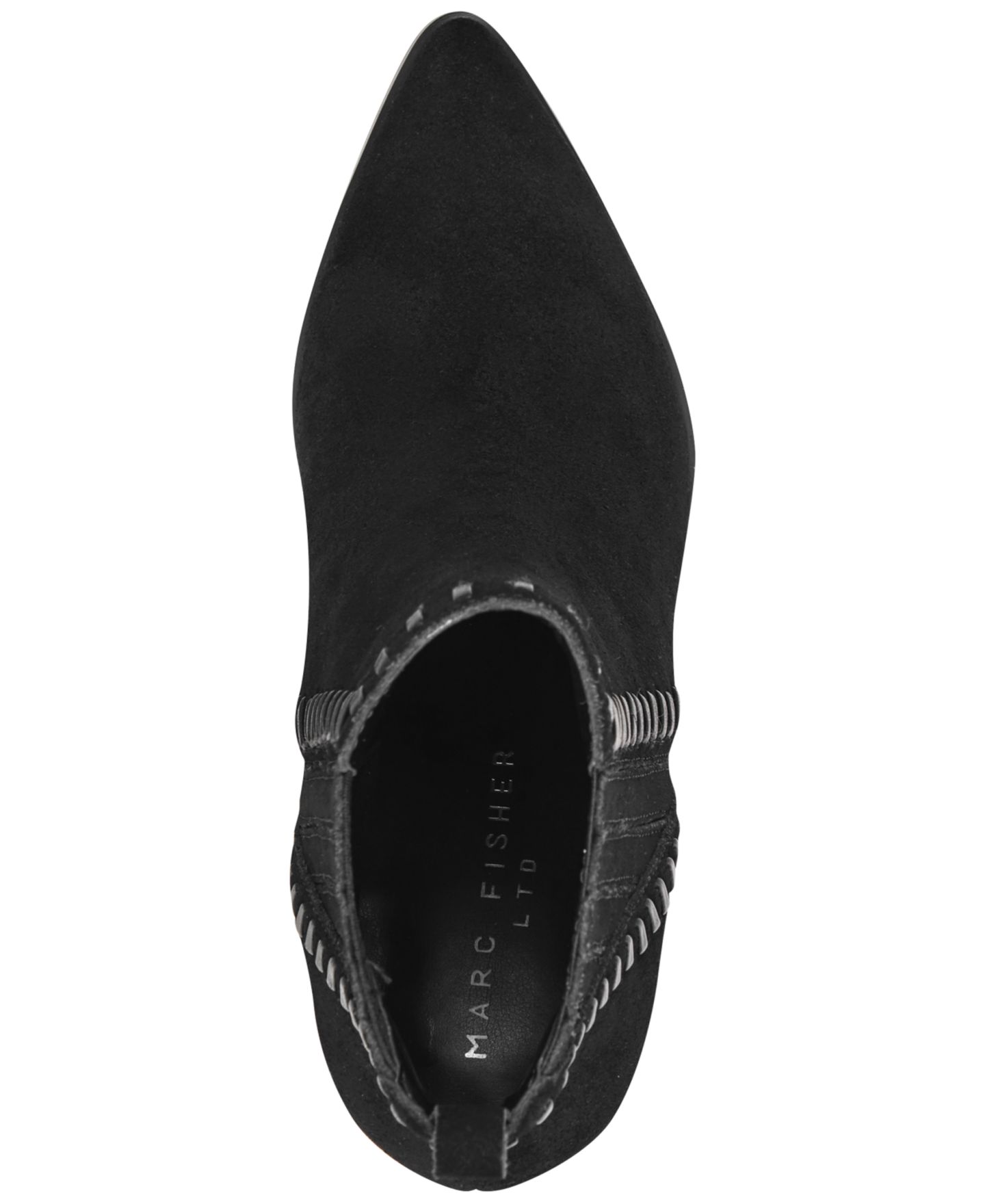 Женские ботинки Marc Fisher LTD Alvira Whipstitch Block Heel Booties, цвет: Чёрный замшевый — фото 4