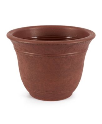 SRA13001P05 13-Inch Round Outdoor Plastic Sierra Planter, Rustic Redstone