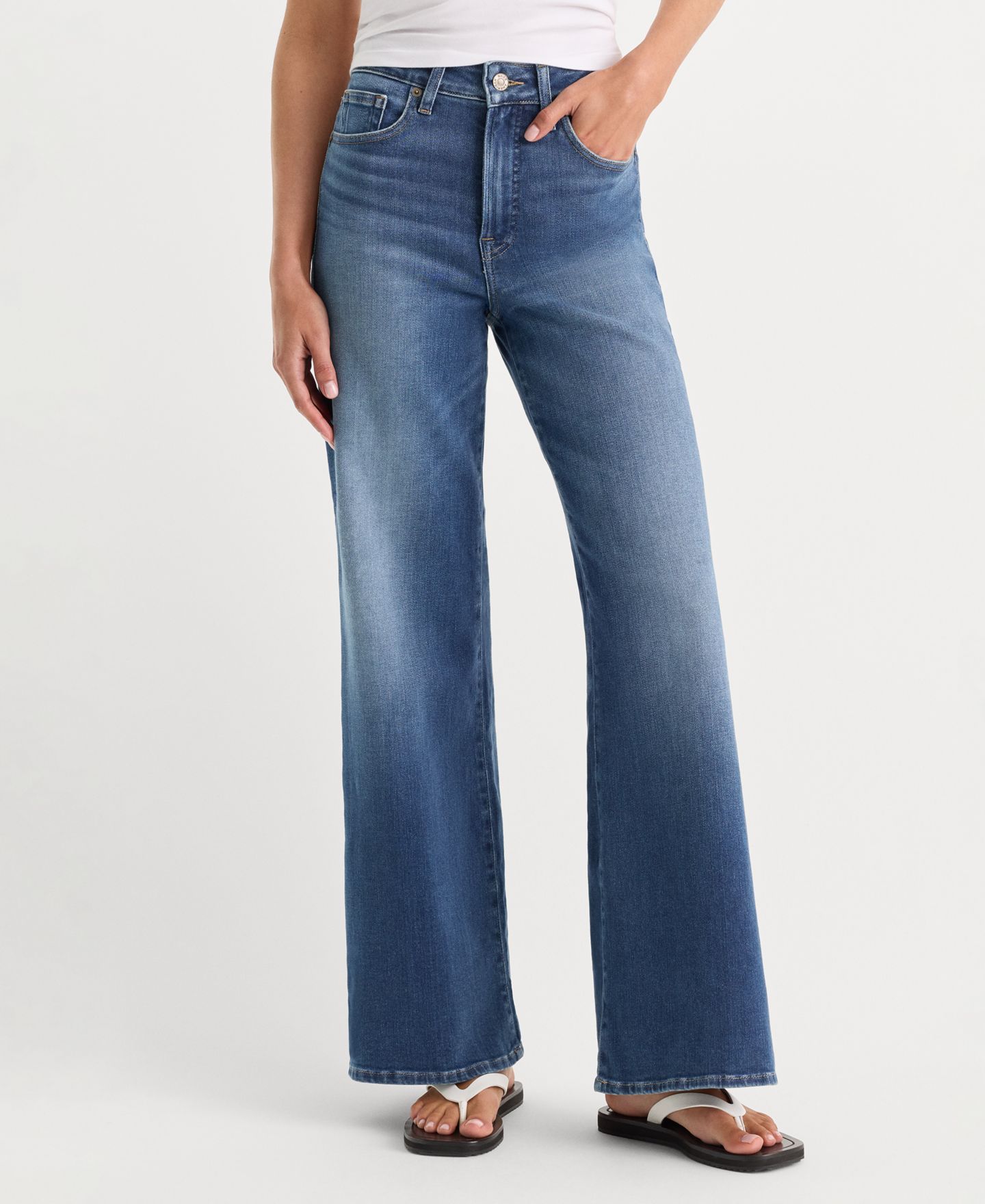 Женские джинсы Good American Soft Tech Good Waist Palazzo Ankle, цвет: Индиго, вариант 1 — фото 1