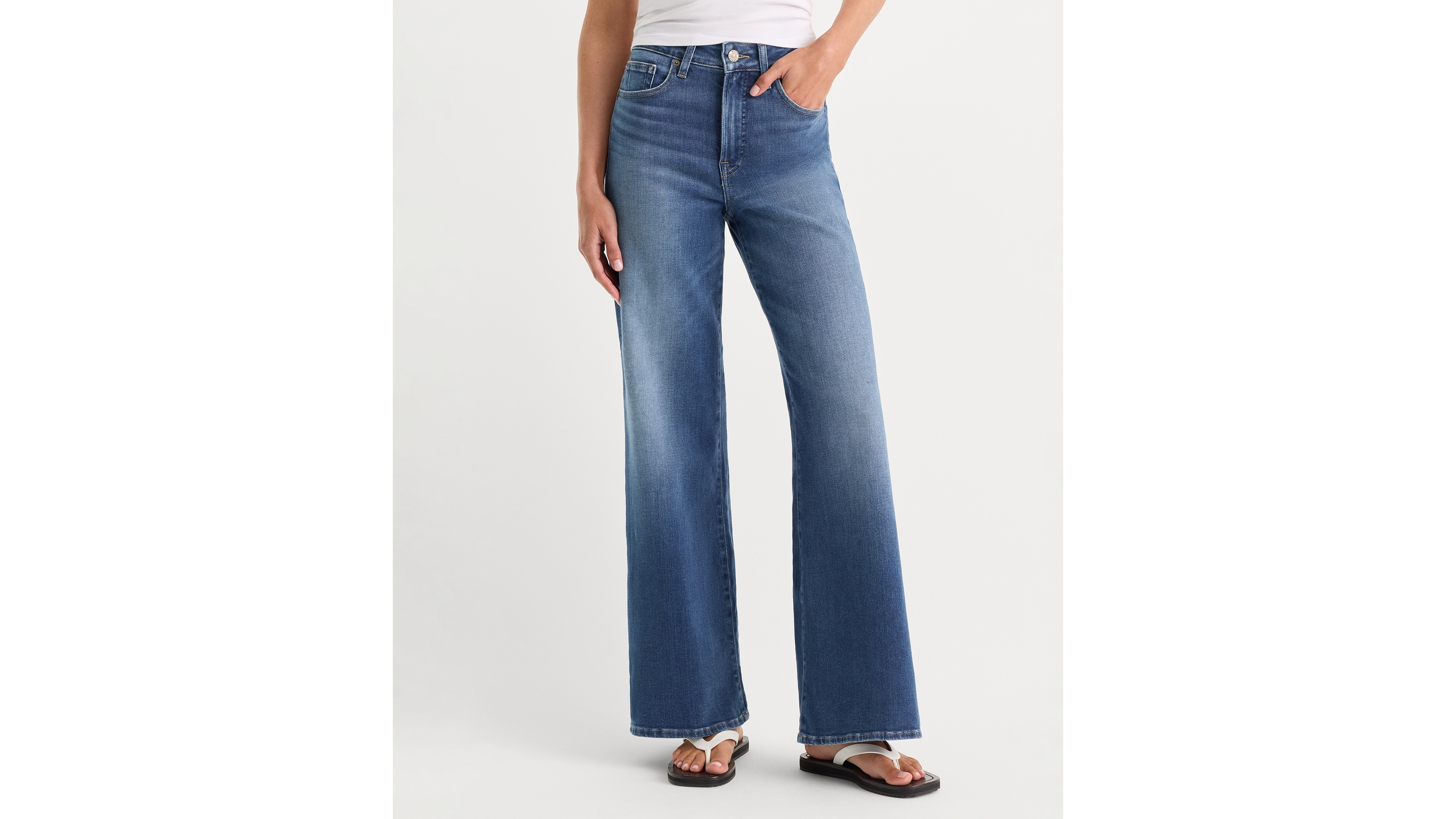 Good American Women's Soft Tech Waist Palazzo Ankle Jeans
