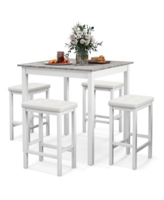 Industrial 5 Piece Bar Table Set with Counter Height and 4 Stools