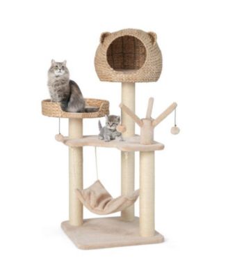 Multi-Level Cat Tree with Condo, Hammock & Rotatable Hanging Balls