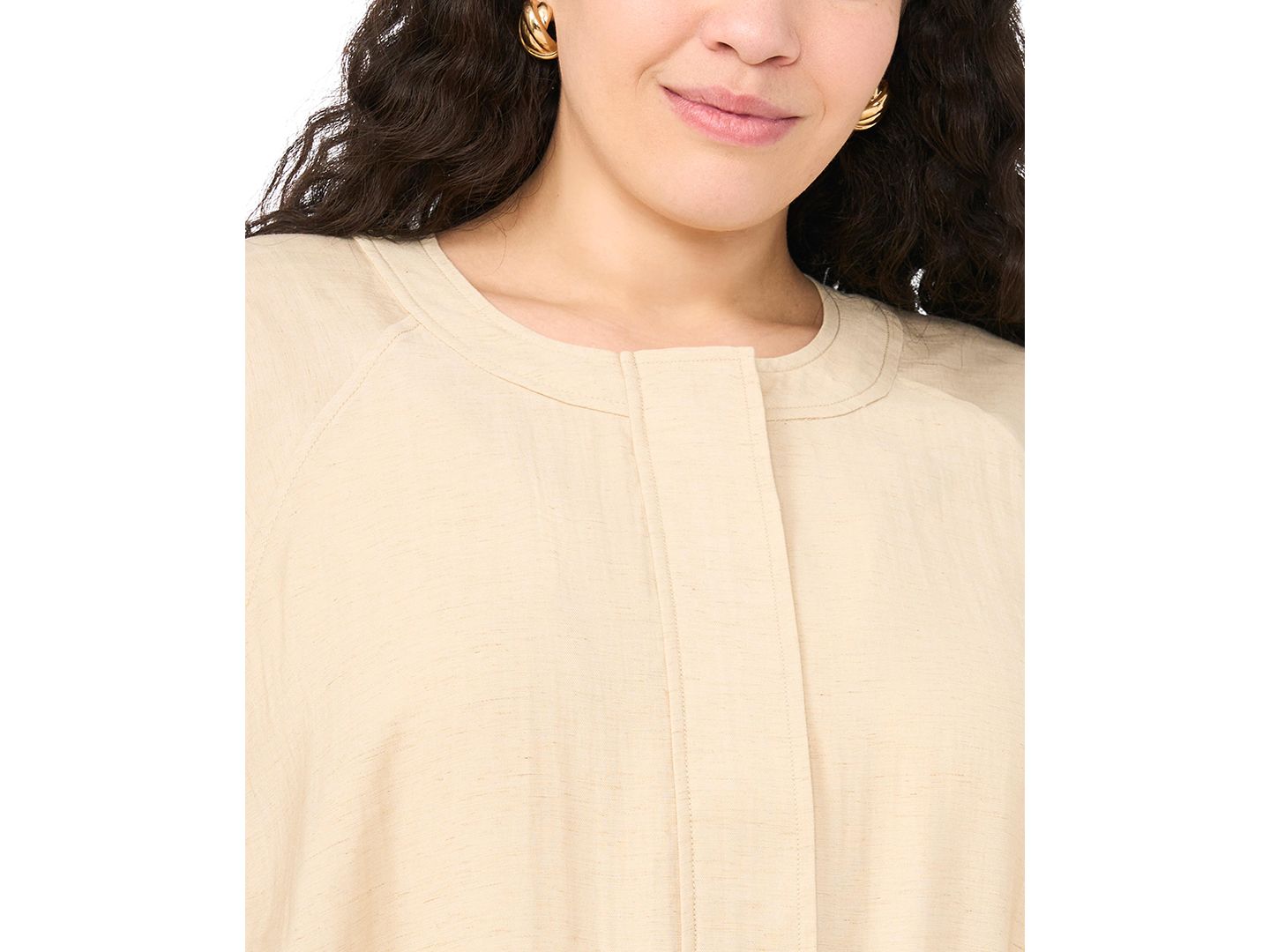 Женская куртка Vince Camuto Plus Size Crewneck Cinch Raglan, цвет: Берёзовый — фото 8