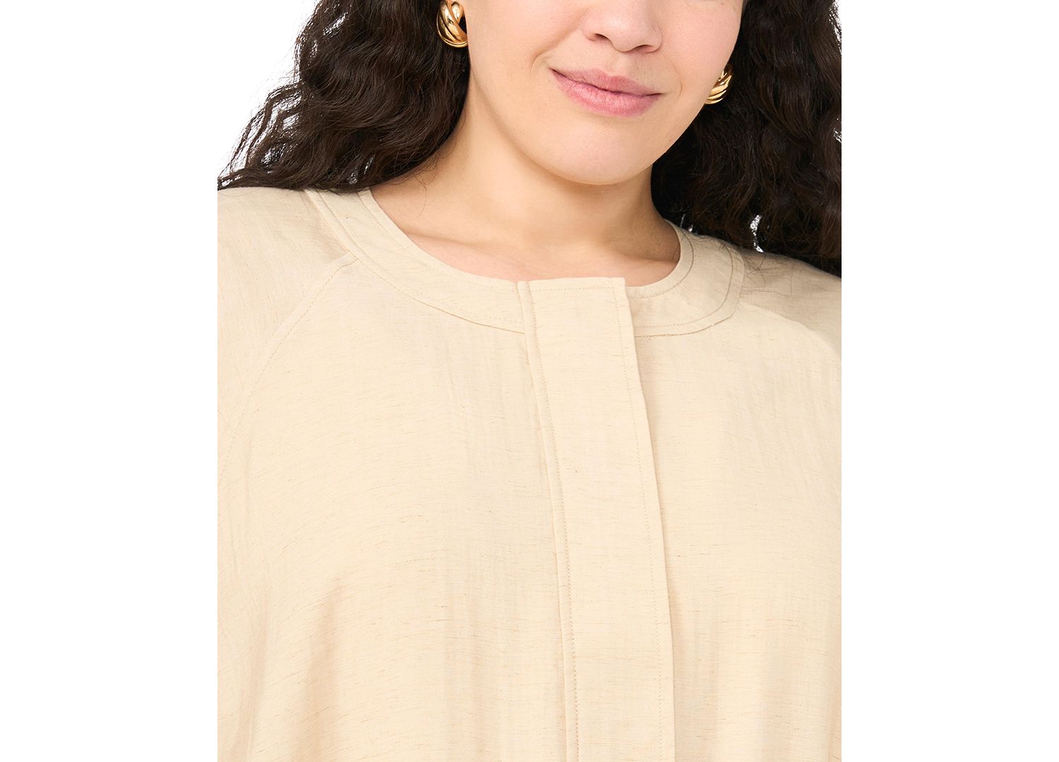 Plus Size Crewneck Cinch Raglan Jacket