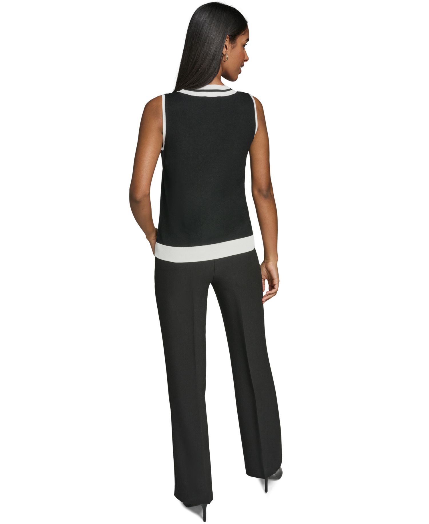 Women's Scoop-Neck Sleeveless Knit Top with Contrast Trim
