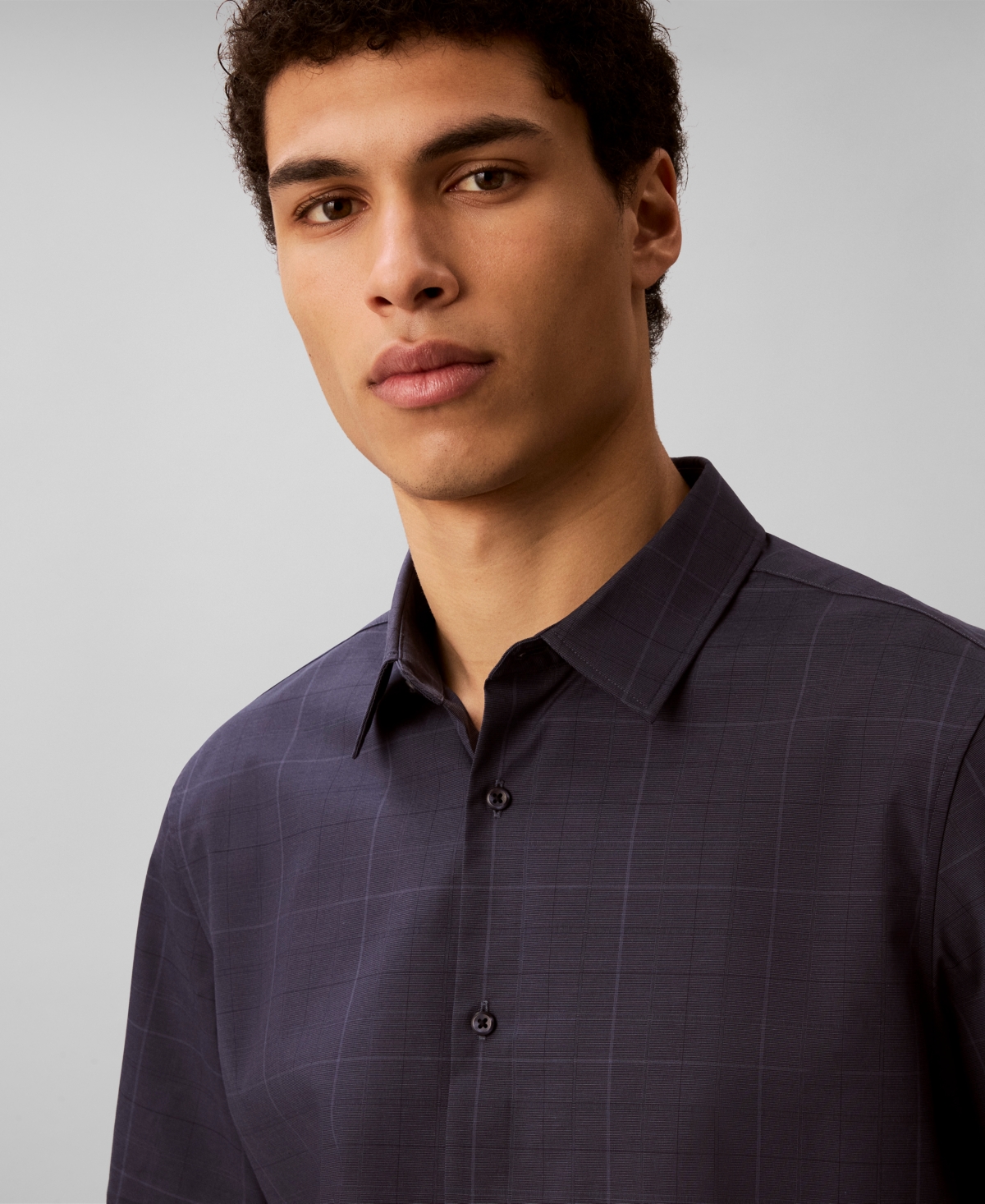 Calvin Klein Men's Windowpane Sup Slim Short-Sleeve Shirt