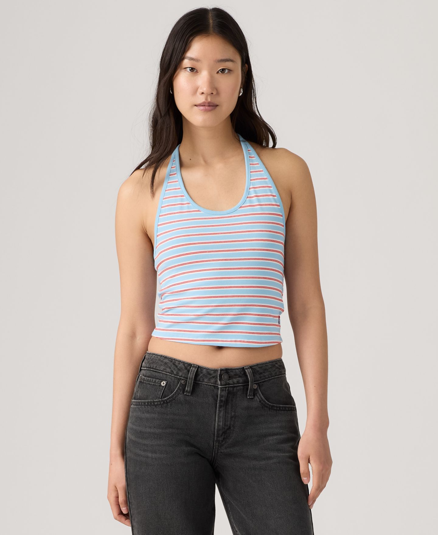 Женский топ Levi's Ella Striped Halter Crop, цвет: Синий полосатый — фото 1
