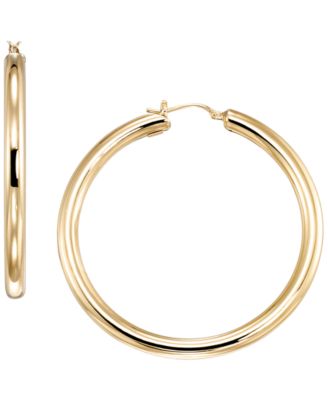 Round Tube Earrings in 10k Yellow Gold