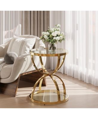 Modern Glass 2-Tier Side Table