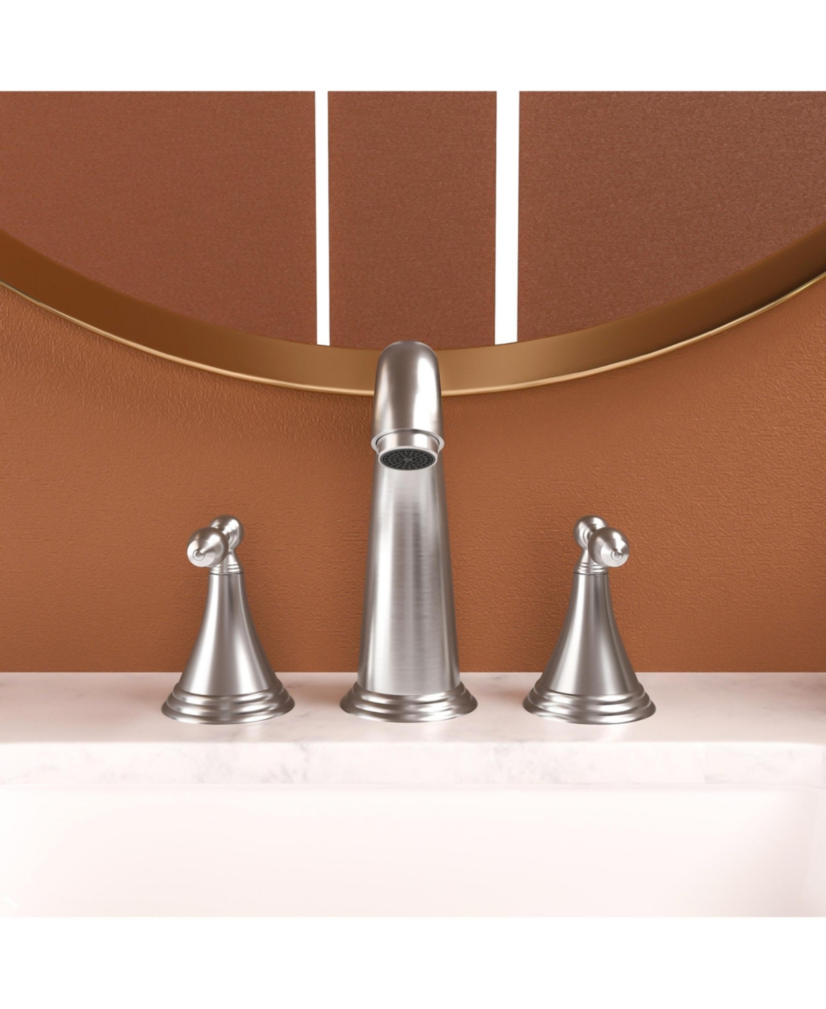 Phying 2 Handle Widespread Bathroom Faucet 3 Hole, with Pop Up Drain and 2 Water Supply Lines, Brushed Nickel