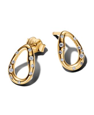 Pandora Stone-Set Oval Stud Earrings - Gold Plated