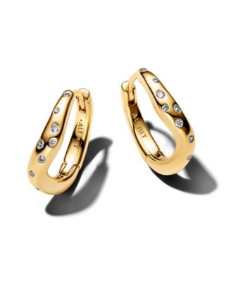 Pandora Stone-Set Hoop Earrings - Gold Plated