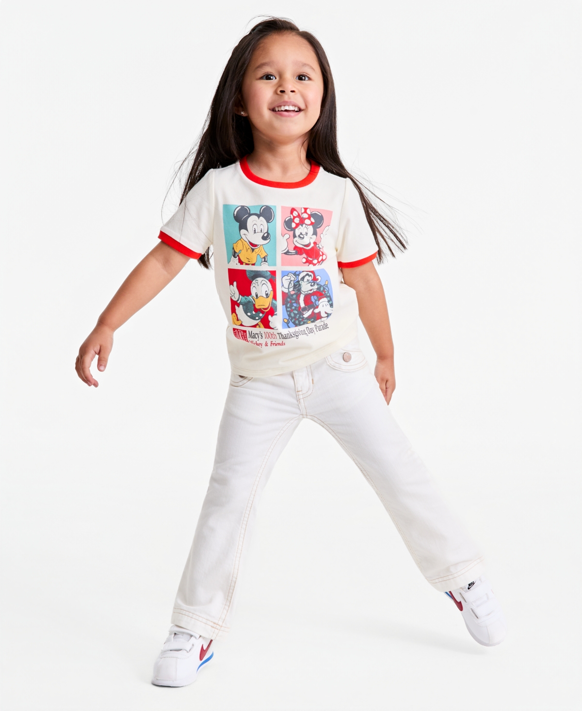 Disney | Macy's Toddler & Little Girls' 2T-6X Mickey Friends Graphic Short-Sleeve Top and Pants, 2-Piece Set, Exclusive