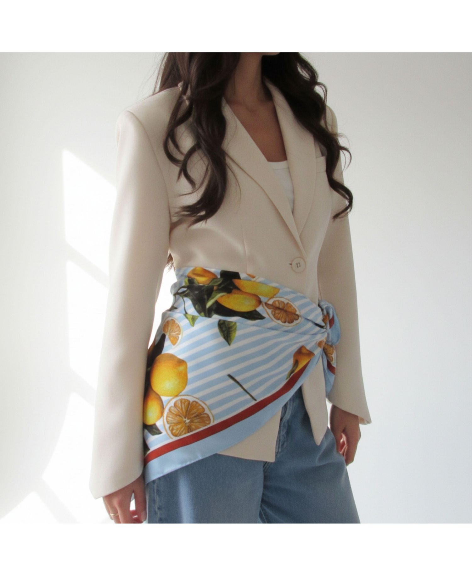 Citrus-Print Square Scarf