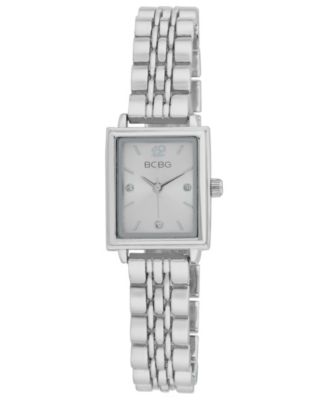 Women's Quartz Rectangle Silver Stainless Steel Watch 21mm