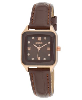 Women's Quartz Square Brown Stainless Steel Watch 27mm