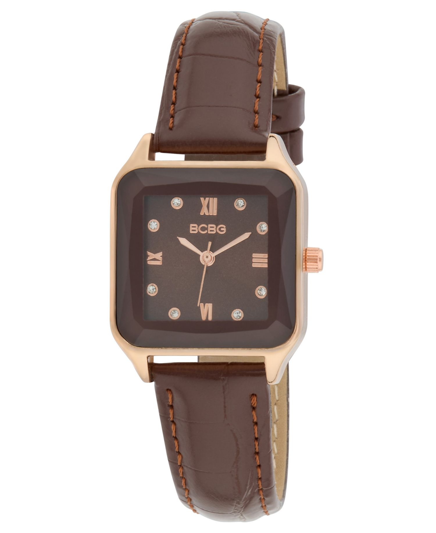 Women's Quartz Square Brown Stainless Steel Watch 27mm
