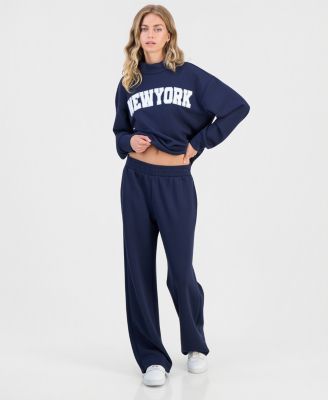 Juniors' High Rise Pull On Scuba Sweatpants