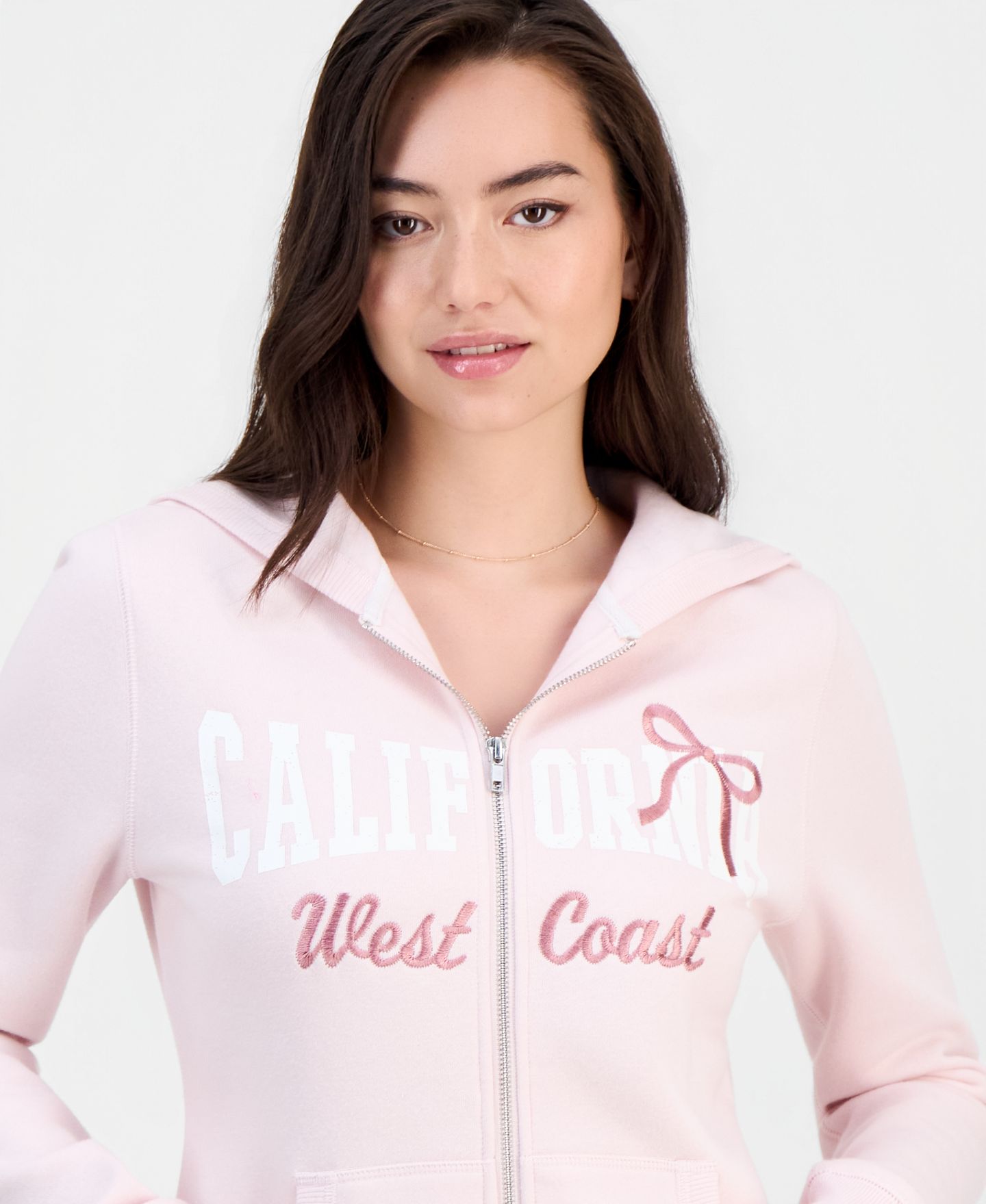 Женское худи Madden Girl Juniors' Slim-Fit Zip-Up Long-Sleeve, цвет: Ballet Slipper — фото 3