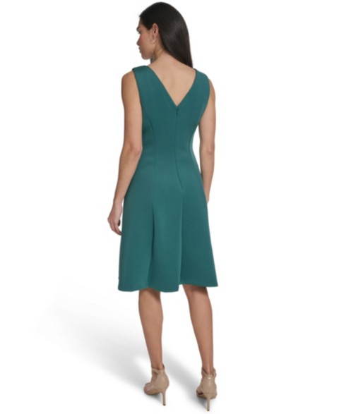 Женские платья Calvin Klein Women’s Boat Neck Zip-Back Knee-Length Dress