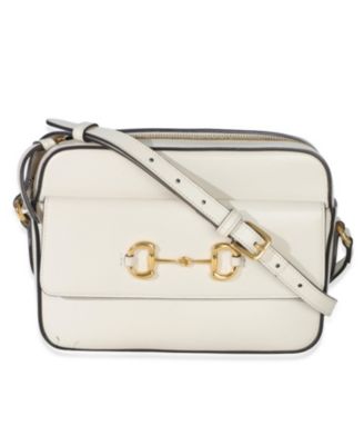 White Textured Calfskin Small Horsebit 1955 Shoulder Bag