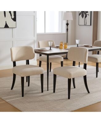 Wooden Dining Chairs Set of 2 Modern Fabric Upholstered Dining Room Chair Espresso