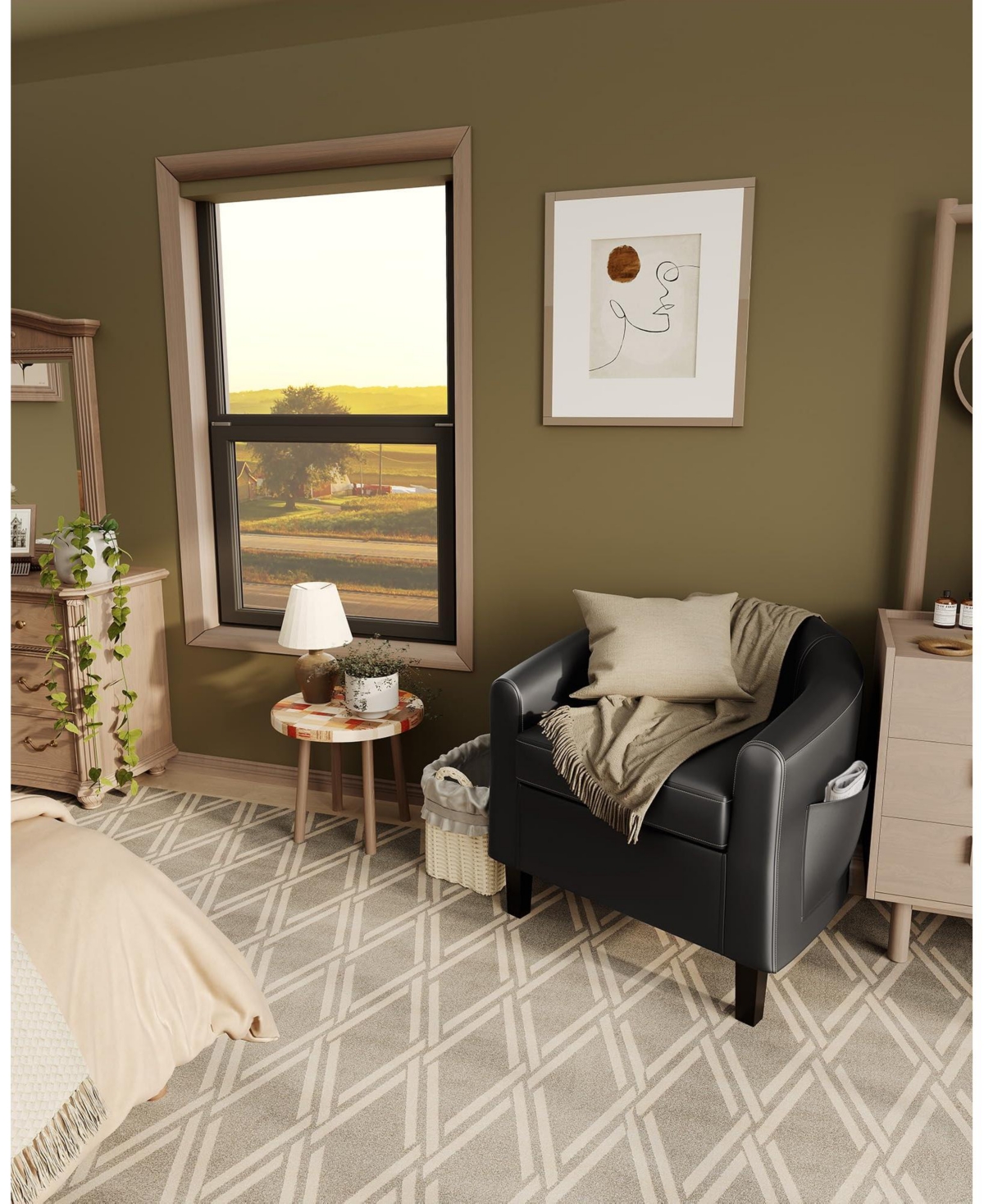 gaomon Upholstered Accent Barrel Sofa Chairs with Soft Padded Seat for Bedroom Reading Waiting Room