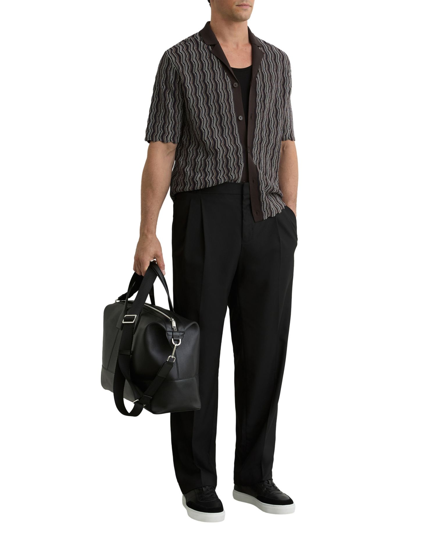 Men's Drake Button Through Wavy Stripe Cuban Shirt
