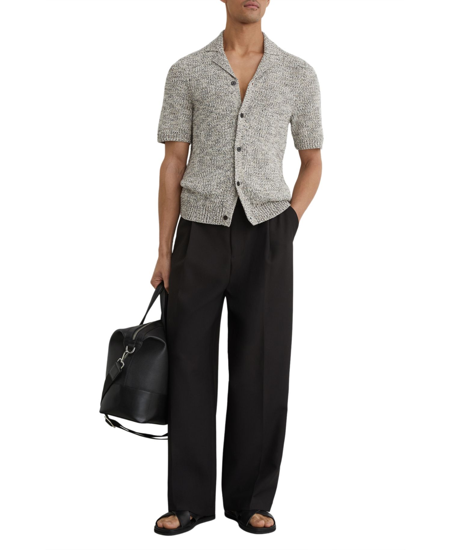 Men's Addis Button Through Speckled Cuban Shirt