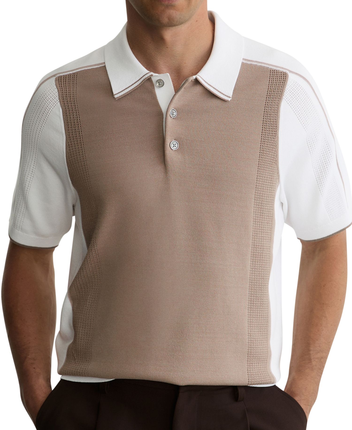 Men's Claremont Half Button Color block Polo Shirt