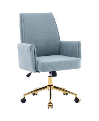 Striped Velvet Office Chair Adjustable Ergonomic Desk Chair, Computer Chair with High Back, Base and Wheels for Home Office