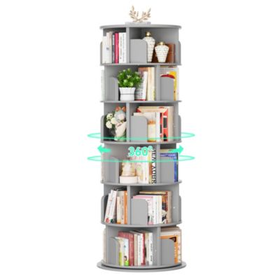 360 Display Wooden Rotating Bookcase, Corner Bookshelf for Small Space