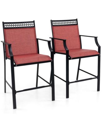 Outdoor Counter Stools Set of 2 Heavy-Duty Barstools with Footrest and Armrests