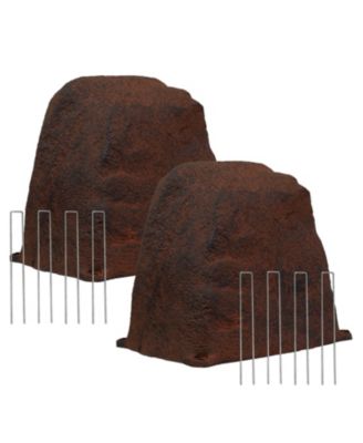 Outdoor Polyresin Landscape Rock Septic Cover with Stakes - 2-Pack