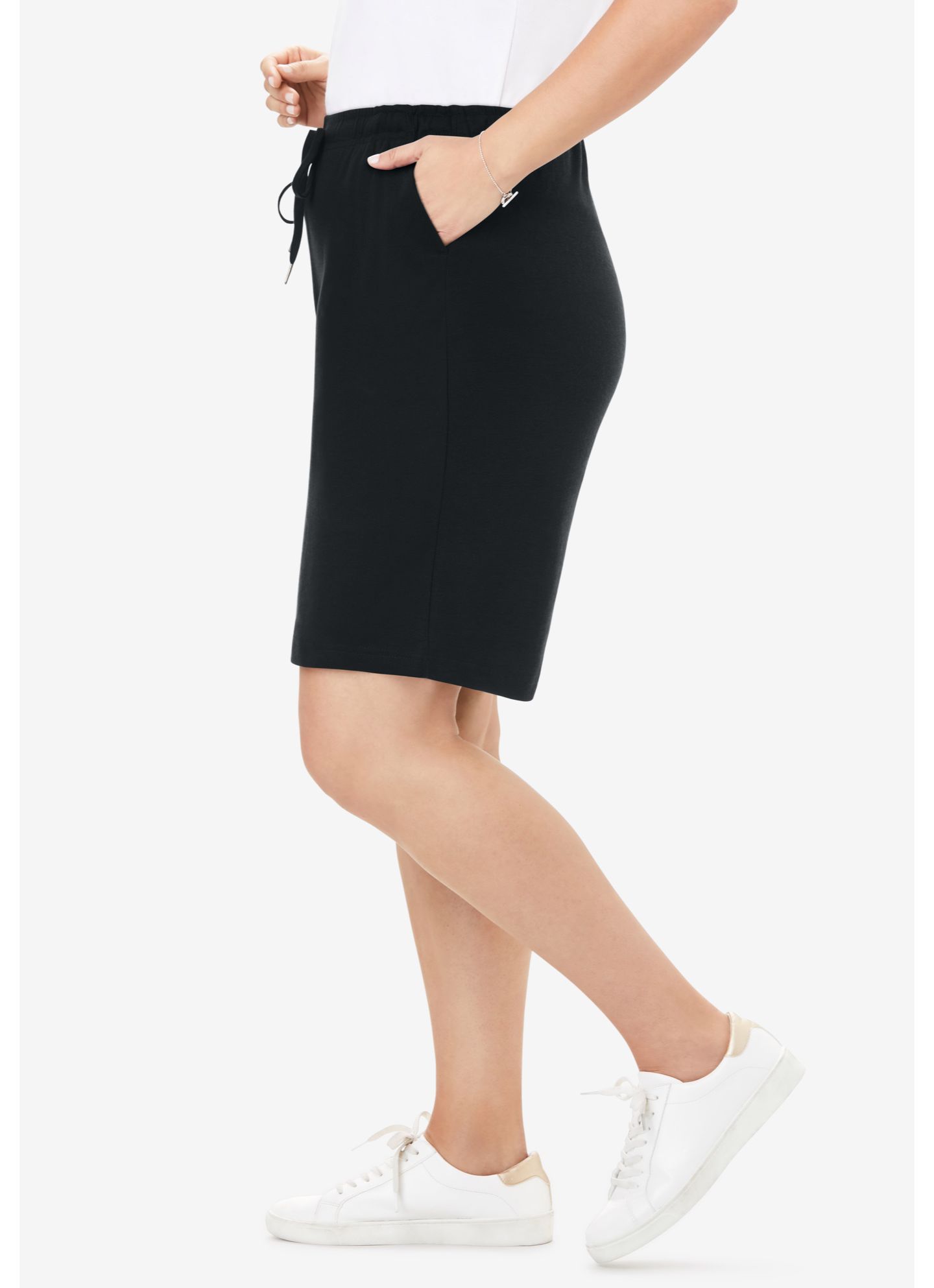 Женские шорты Woman Within Within Sport Knit Short, цвет: Чёрный — фото 3