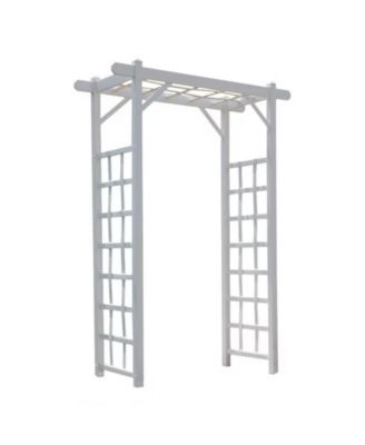 Elmwood Arbor 57" x 84" PVC Outdoor Garden Arch Lattice Trellis, Mocha